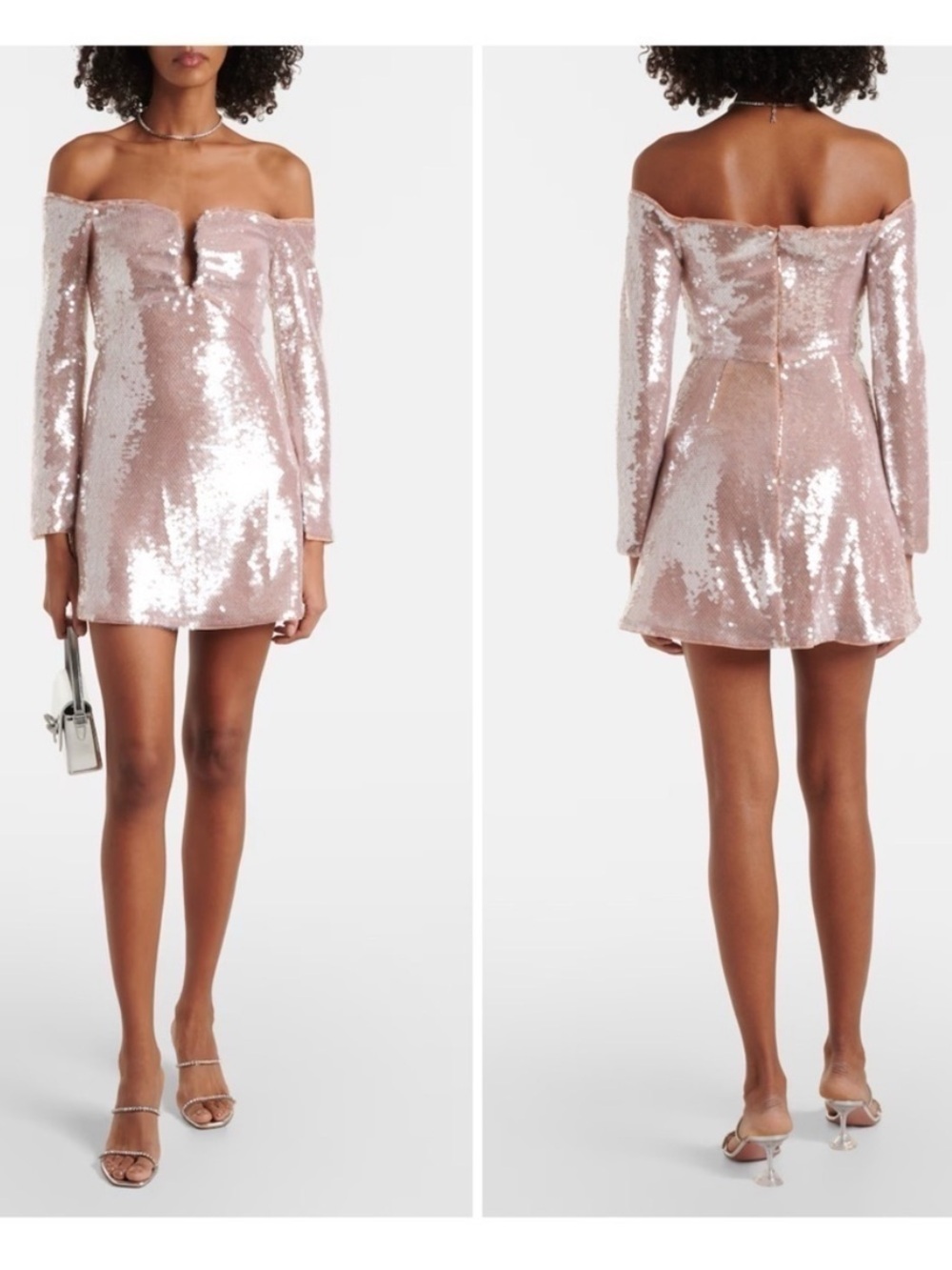 Self Portrait Sequin Off Shoulder Mini Dress NWT